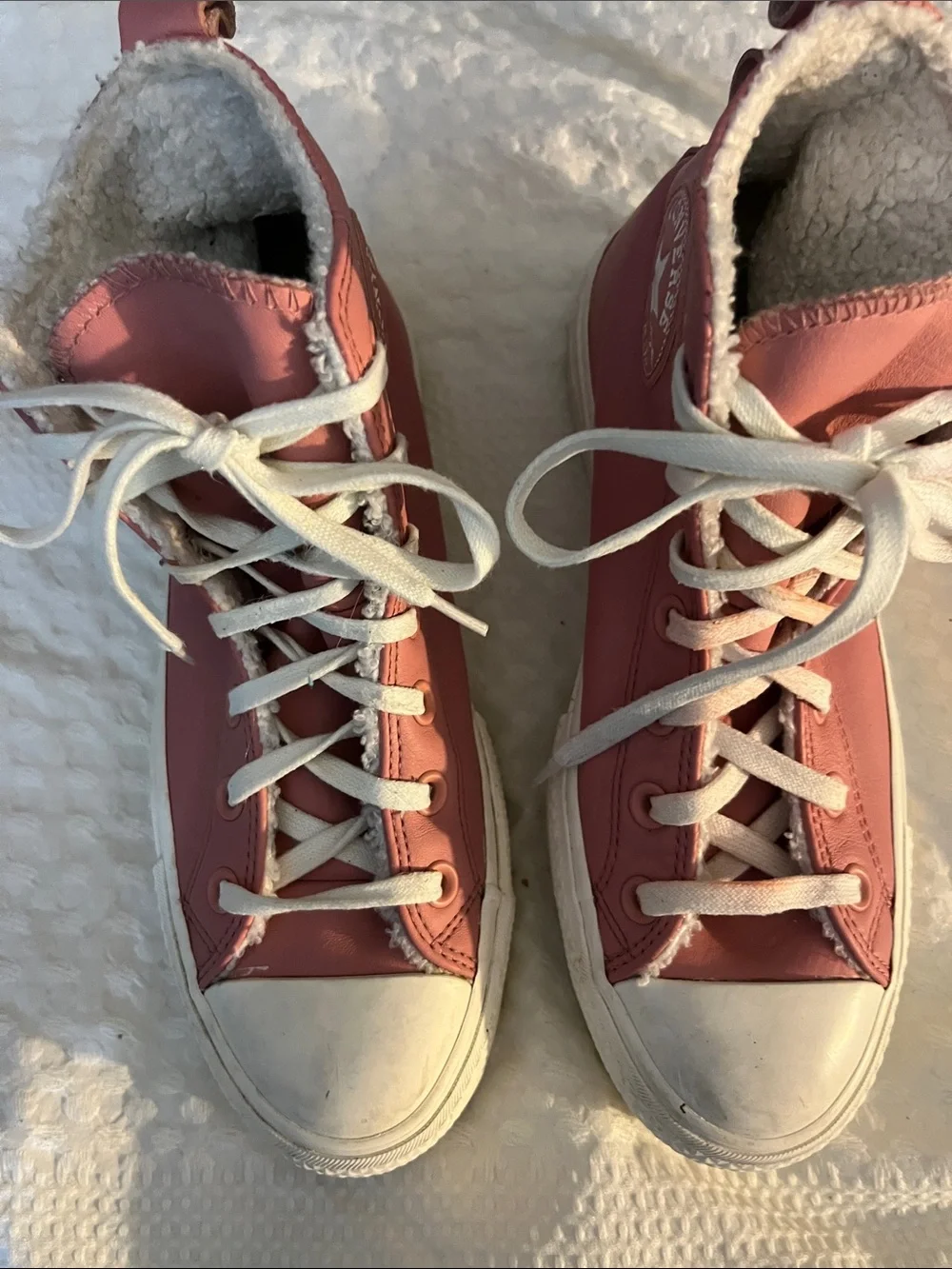 Converse Women's Pink High-Top Sneakers with Sherpa Lining